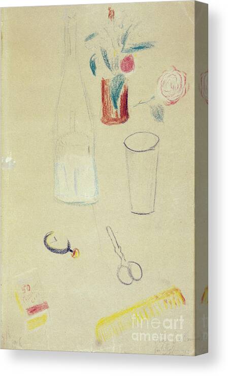 Vase Canvas Print featuring the drawing Still Life, C1900. Artist Guillaume by Print Collector