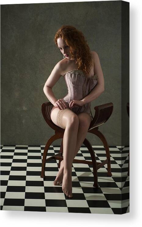 Fine Art Nude Canvas Print featuring the photograph Stockings by Mel Brackstone