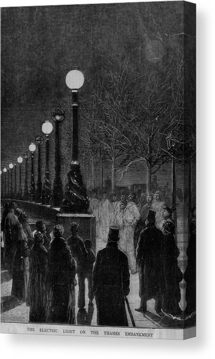 People Canvas Print featuring the digital art Street Lights by Hulton Archive