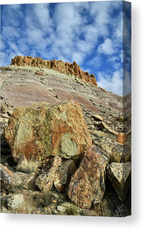 Red Point Canvas Print featuring the photograph Sun Lights Red Point and Boulders by Ray Mathis