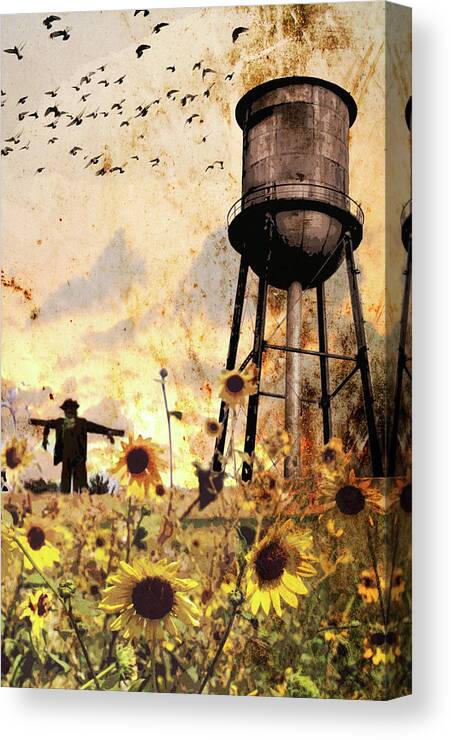 Jason Casteel Canvas Print featuring the digital art Sunflowers At Dusk by Jason Casteel