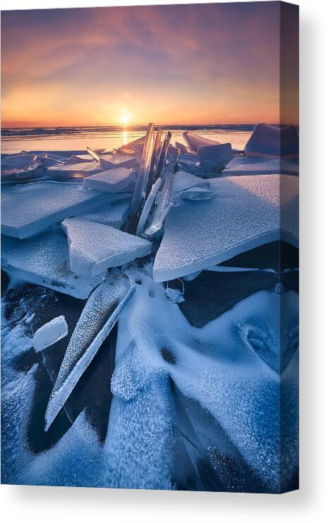 Ice Canvas Print featuring the photograph Sunrising Baikal by Javier De La Torre