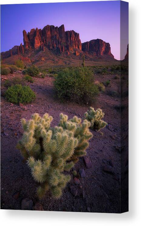 Tranquility Canvas Print featuring the photograph Superstition Mountain At Twilight by Erik Page Photography