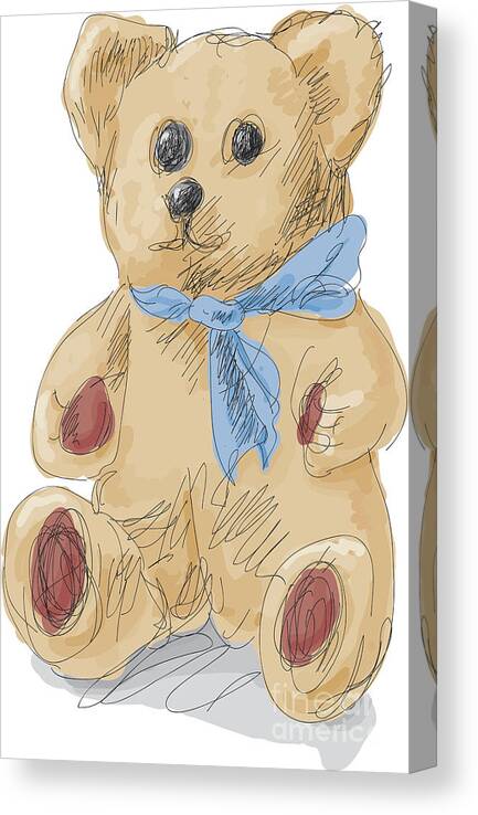Watercolor Painting Canvas Print featuring the digital art Teddy Sketch by Susan stewart