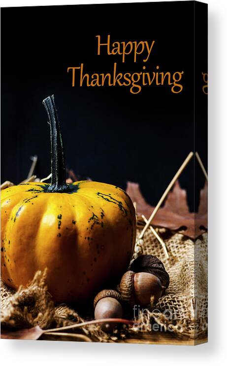 Thanksgiving Canvas Print featuring the photograph Thanksgiving dinner invitation card. by Jelena Jovanovic