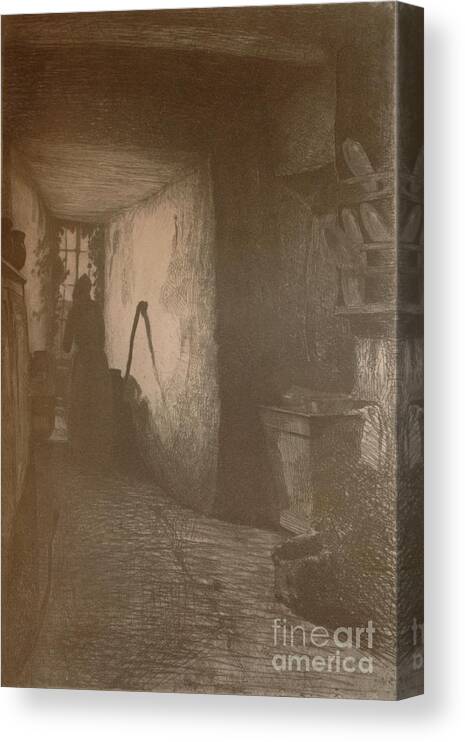 Shadow Canvas Print featuring the drawing The Kitchen, 1858, 1904 by Print Collector