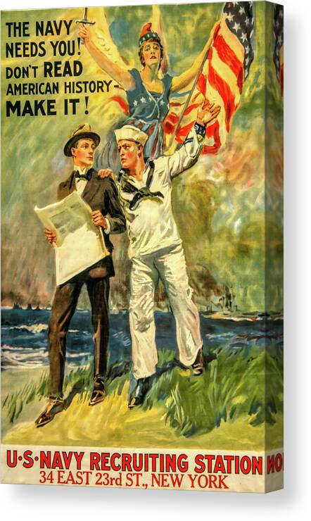34 East 23rd Street Canvas Print featuring the photograph The Navy Needs You by David Letts