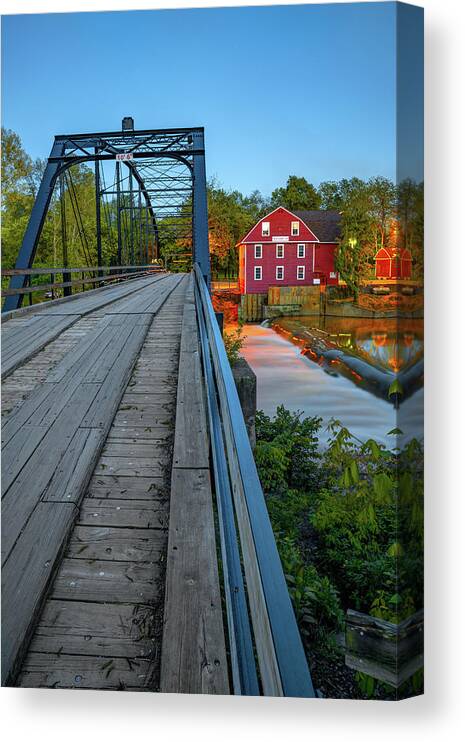 America Canvas Print featuring the photograph The Old Mill and Bridge Over War Eagle Creek - Northwest Arkansas by Gregory Ballos