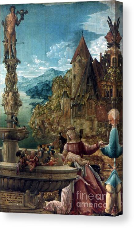 Scenics Canvas Print featuring the drawing The Rest On The Flight Into Egypt, 1510 by Print Collector