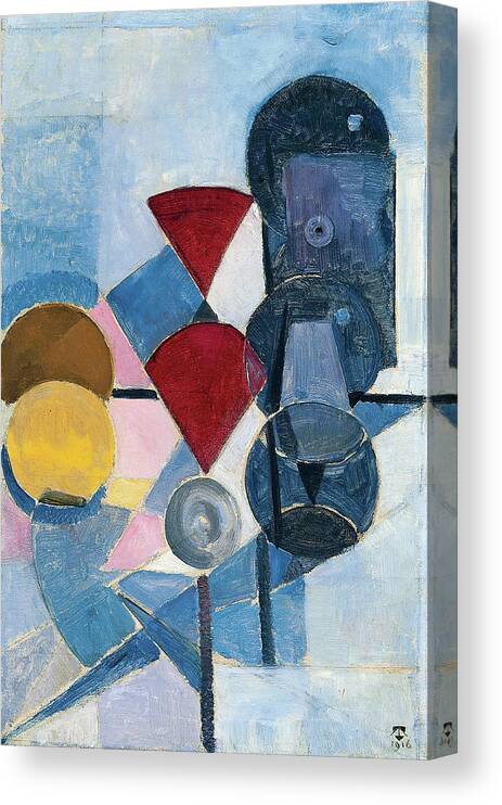 Canvas Canvas Print featuring the painting Theo van Doesburg -Utrecht, 1883-Davos, 1931-. Compositie II -Still Life- -1916-. Oil on canvas. ... by Theo van Doesburg -1883-1931-