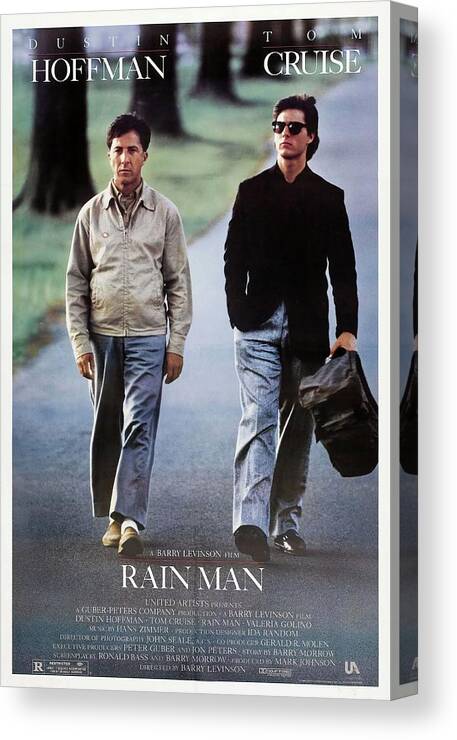 Dustin Hoffman Canvas Print featuring the photograph TOM CRUISE and DUSTIN HOFFMAN in RAIN MAN -1988-. by Album