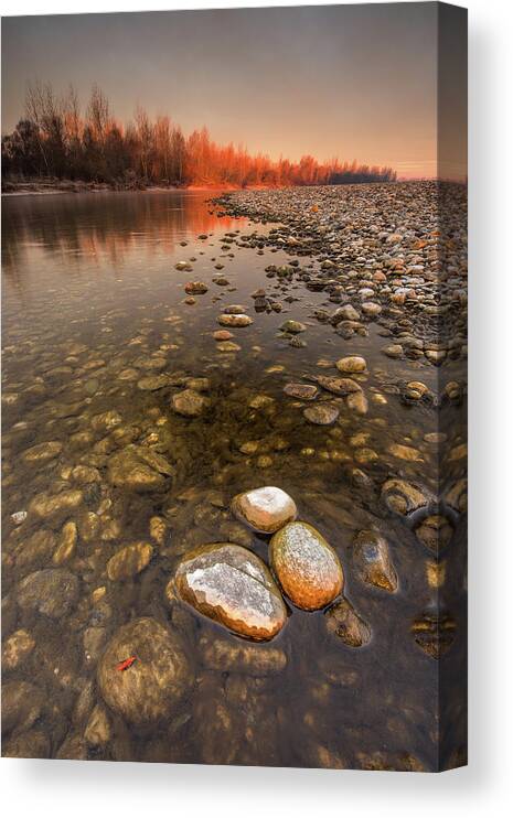 Landscape Canvas Print featuring the photograph Touch of rising Sun by Davorin Mance