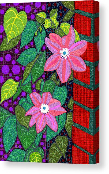 Smokey Mountains Canvas Print featuring the digital art Trellis Blooms by Rod Whyte
