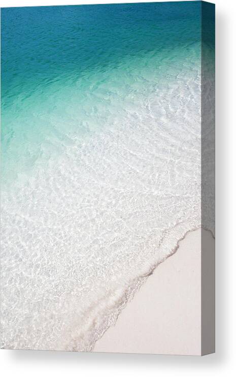 Tranquility Canvas Print featuring the photograph Tropical Beach Shoreline With Blue Water by Justin Lewis