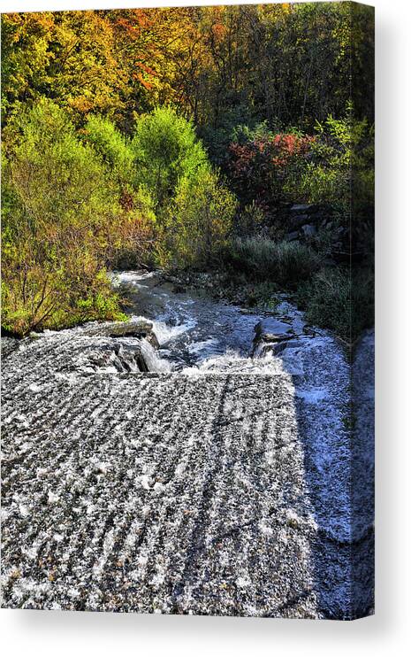 Autumn Canvas Print featuring the photograph Turning Leaves Flowing Water by Luke Moore