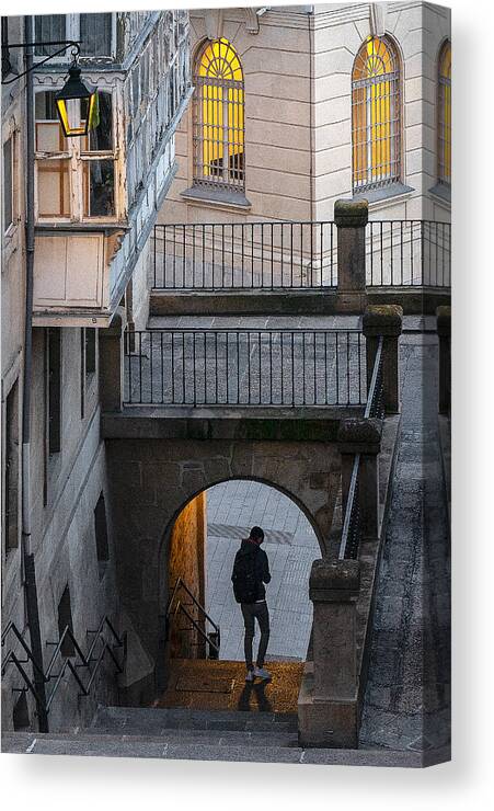 Street Canvas Print featuring the photograph Under The Arch by Adolfo Urrutia