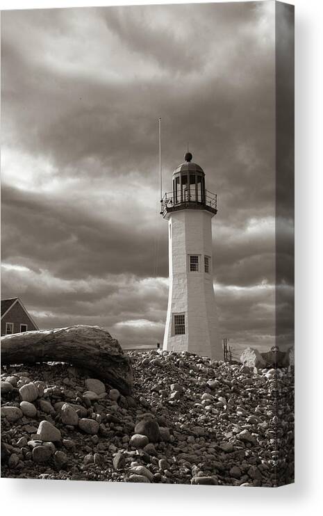 Scenic Scituate Lighthouse Canvas Print featuring the photograph Vintage image of Scituate Lighthouse by Jeff Folger