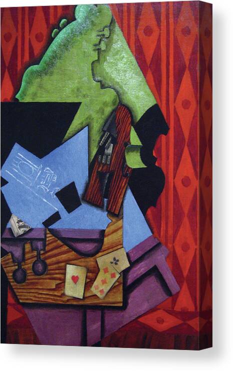 Violin Canvas Print featuring the painting Violin & Playing Cards by Juan Gris