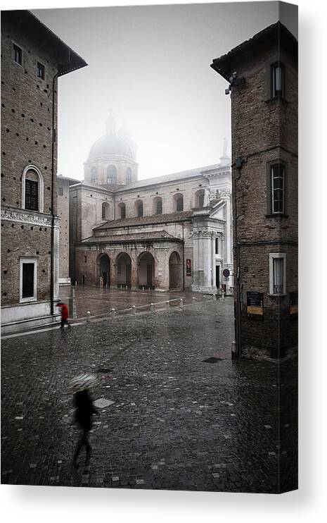 Street Canvas Print featuring the photograph Walking In The Rain by Roberto Parola