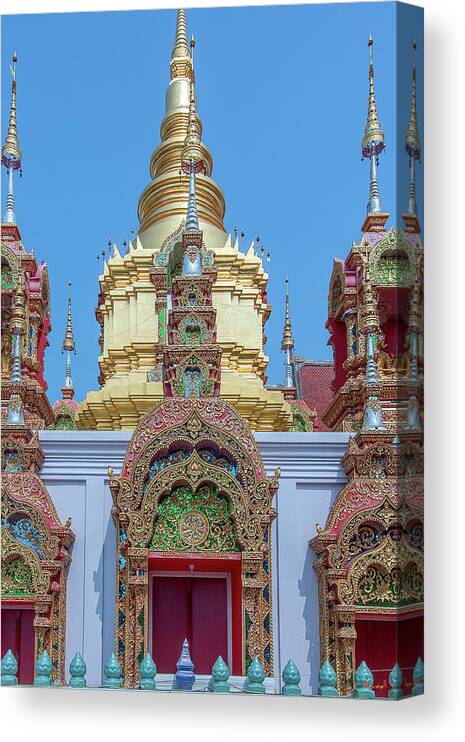 Scenic Canvas Print featuring the photograph Wat Ban Kong Phra That Chedi Window DTHLU0504 by Gerry Gantt