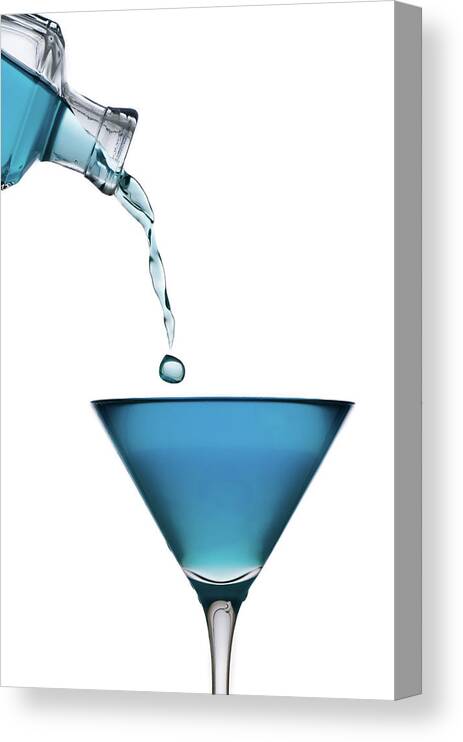 Martini Glass Canvas Print featuring the photograph Water Pouring Into Martini Glass by Daitozen