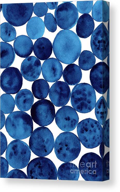 Art Canvas Print featuring the photograph Watercolor Blue Pattern Dots On A by Andersboman