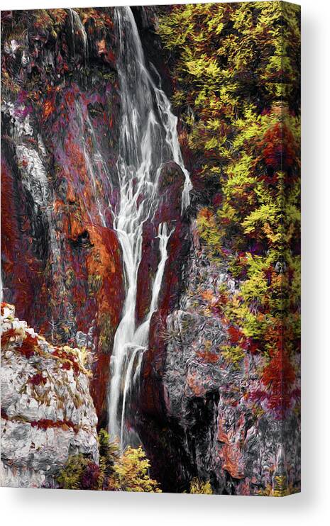 Waterfall Canvas Print featuring the photograph Waterfall in Autumn Mountains by Artur Bogacki
