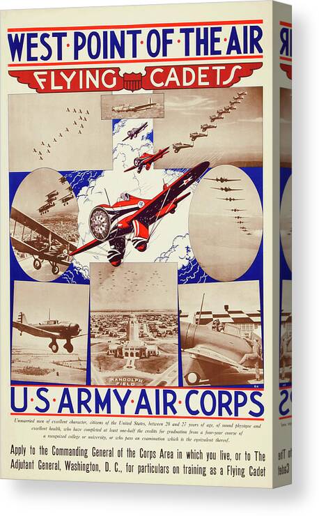 Army Canvas Print featuring the painting West Point of the Air; Flying Cadets I by Rh