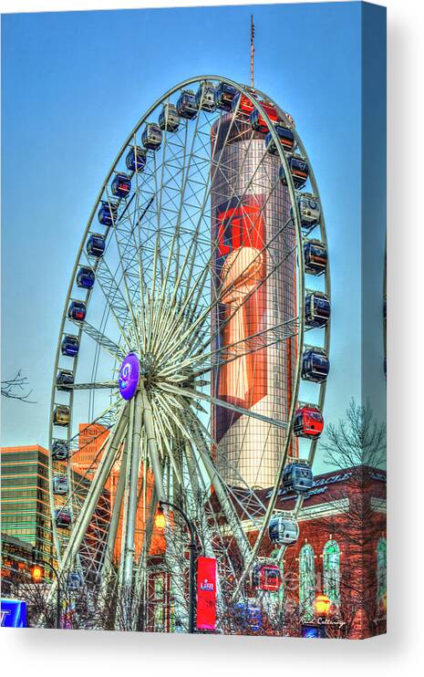 Reid Callaway Westin Peachtree Plaza Canvas Print featuring the photograph What A Ride Skyview Atlanta Westin Peachtree Plaza Super Bowl 2019 Atlanta Georgia Art by Reid Callaway