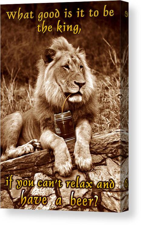 Lion Canvas Print featuring the painting What good is it to be king? by Wilbur Unknown