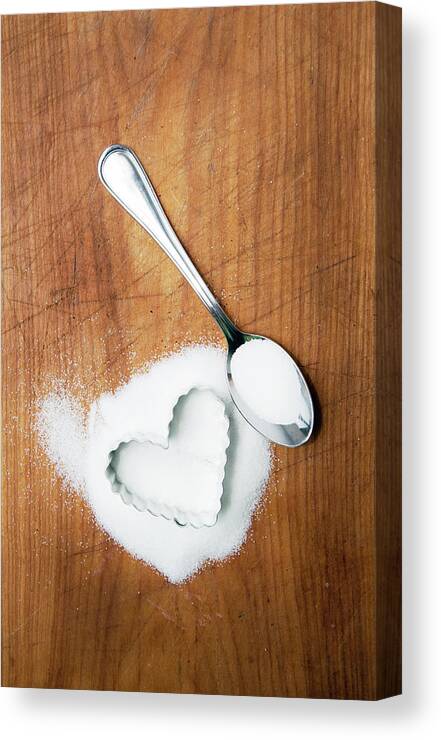 Spoon Canvas Print featuring the photograph White Sugar by Marlene Ford