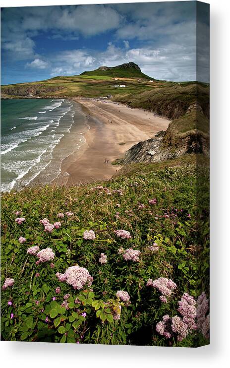 Tranquility Canvas Print featuring the photograph Whitesands Bay On The Pembrokeshire by Michael Roberts