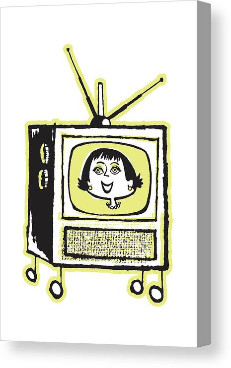 Actor Canvas Print featuring the drawing Woman on Television by CSA Images