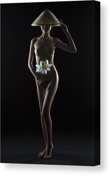 Woman Canvas Print featuring the photograph Woman With Lotus Flower by Thu Nguyen Anh