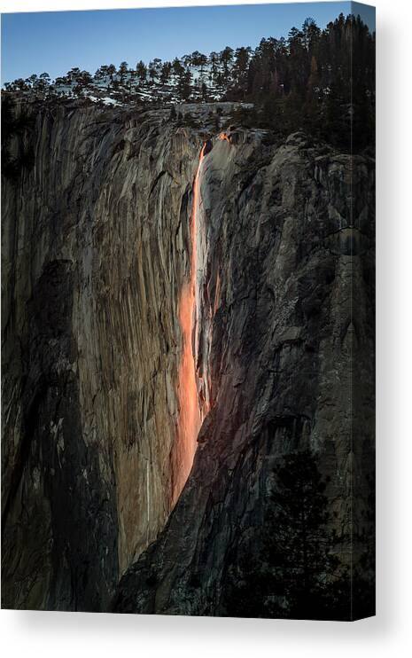 Fire Falls Canvas Print featuring the photograph Yosemite Fire Falls by Gary Geddes