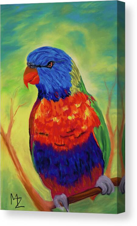 Lorikeet Canvas Print featuring the pastel You're Having a Bad Day? by Margaret Zabor