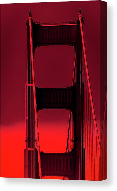 Architecture Canvas Print featuring the photograph 0695 Red San Francisco Bridge California by Amyn Nasser Neptune Gallery