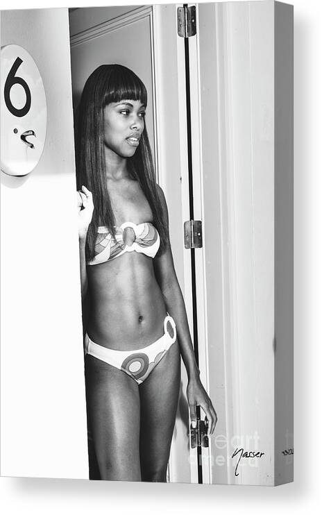 Sexy Girl Wall Art Canvas Print featuring the photograph 0759 Dominique at Cranes Beach House Delray Beach by Amyn Nasser Fashion Photographer