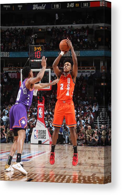 Collin Sexton Canvas Print featuring the photograph 2020 NBA All-Star - Rising Stars Game #1 by Nathaniel S. Butler