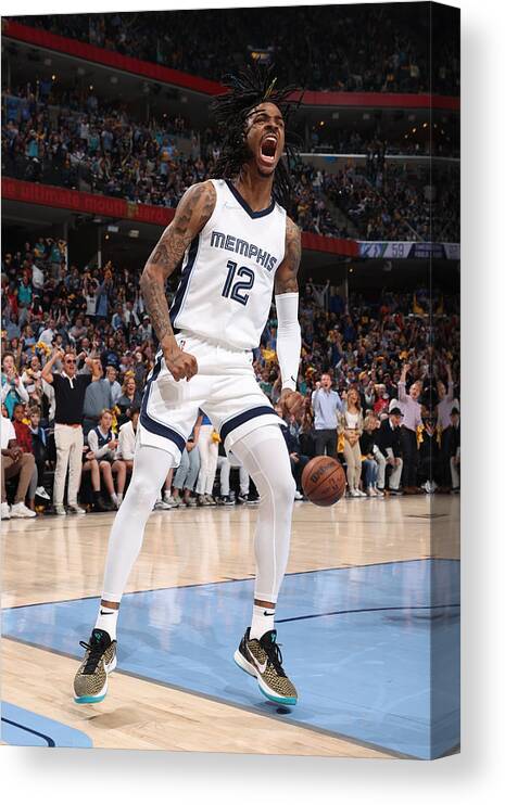 Ja Morant Canvas Print featuring the photograph 2022 NBA Playoffs - Minnesota Timberwolves v Memphis Grizzlies #1 by Joe Murphy