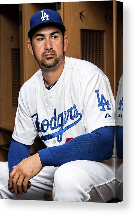 Media Day Canvas Print featuring the photograph Adrian Gonzalez by Rob Tringali