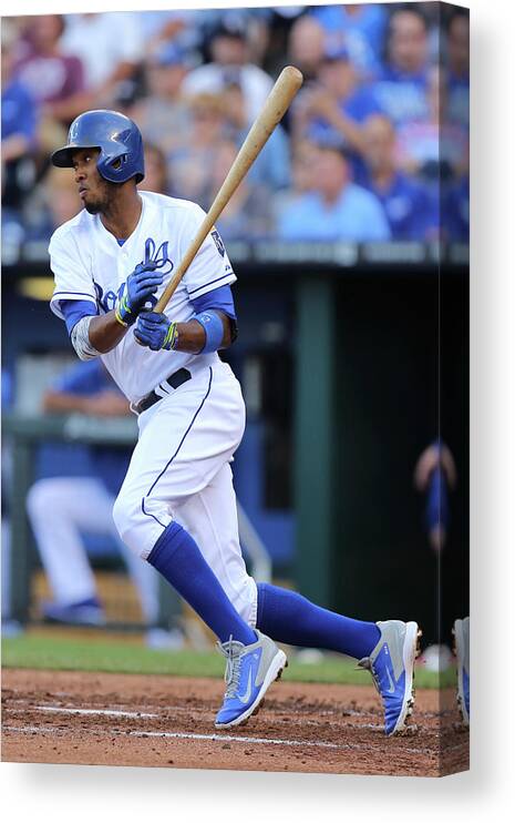 Second Inning Canvas Print featuring the photograph Alcides Escobar by Ed Zurga