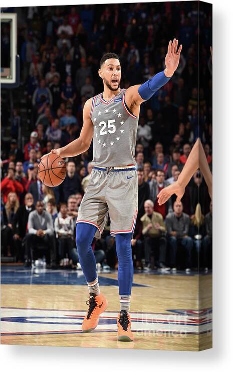Nba Pro Basketball Canvas Print featuring the photograph Ben Simmons by David Dow