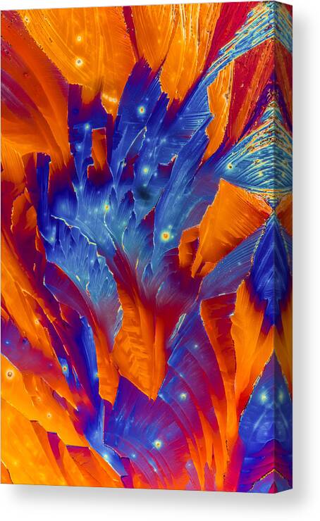 Chemistry Canvas Print featuring the photograph Blue and orange crystals #1 by Jaroslaw Blaminsky