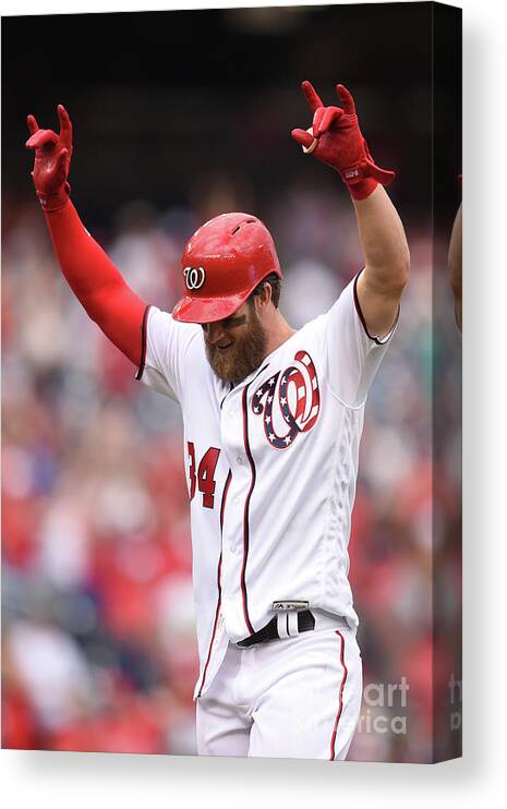 Three Quarter Length Canvas Print featuring the photograph Bryce Harper by Mitchell Layton
