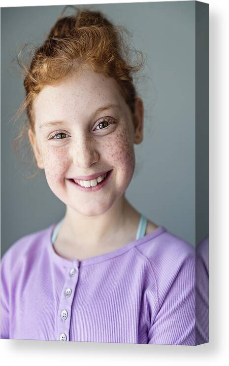 Child Canvas Print featuring the photograph Cute and expressive preteen girl with redhead portrait. #1 by Martinedoucet