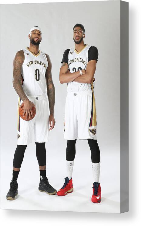 Demarcus Cousins Canvas Print featuring the photograph Demarcus Cousins and Anthony Davis #1 by Layne Murdoch