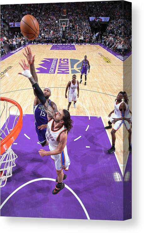 Nba Pro Basketball Canvas Print featuring the photograph Demarcus Cousins and Steven Adams by Rocky Widner