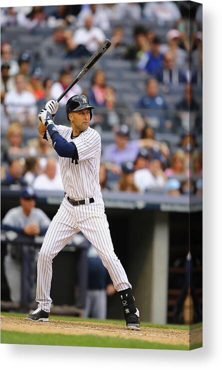 People Canvas Print featuring the photograph Derek Jeter #1 by Al Bello