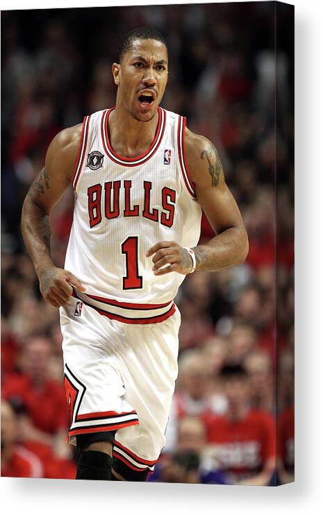 Chicago Bulls Canvas Print featuring the photograph Derrick Rose by Jonathan Daniel